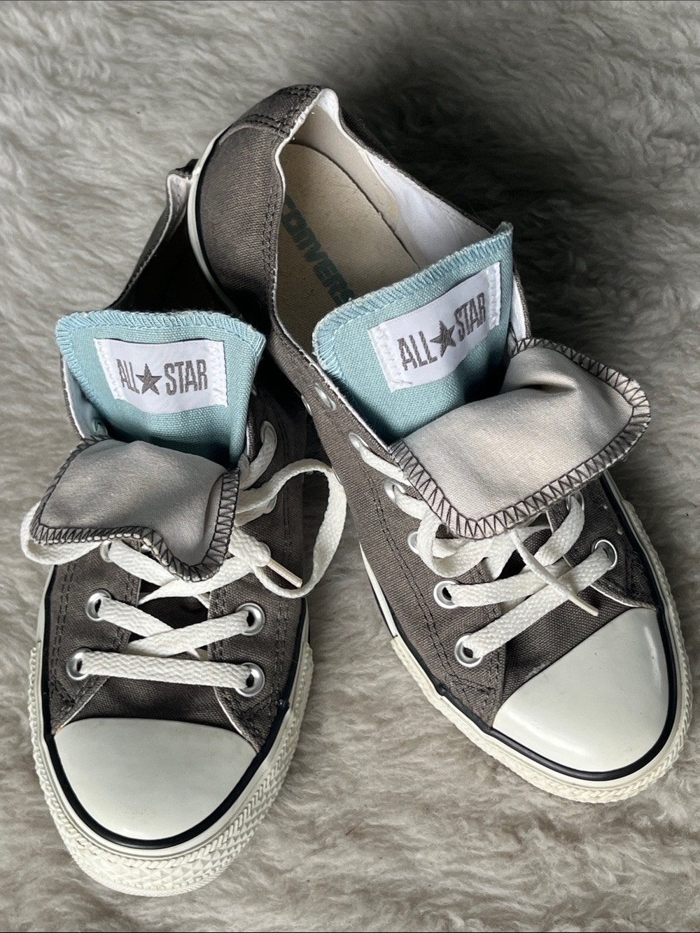 Converse CTAS All Star Low Top Sneakers in Gray with aqua double tongue size 9